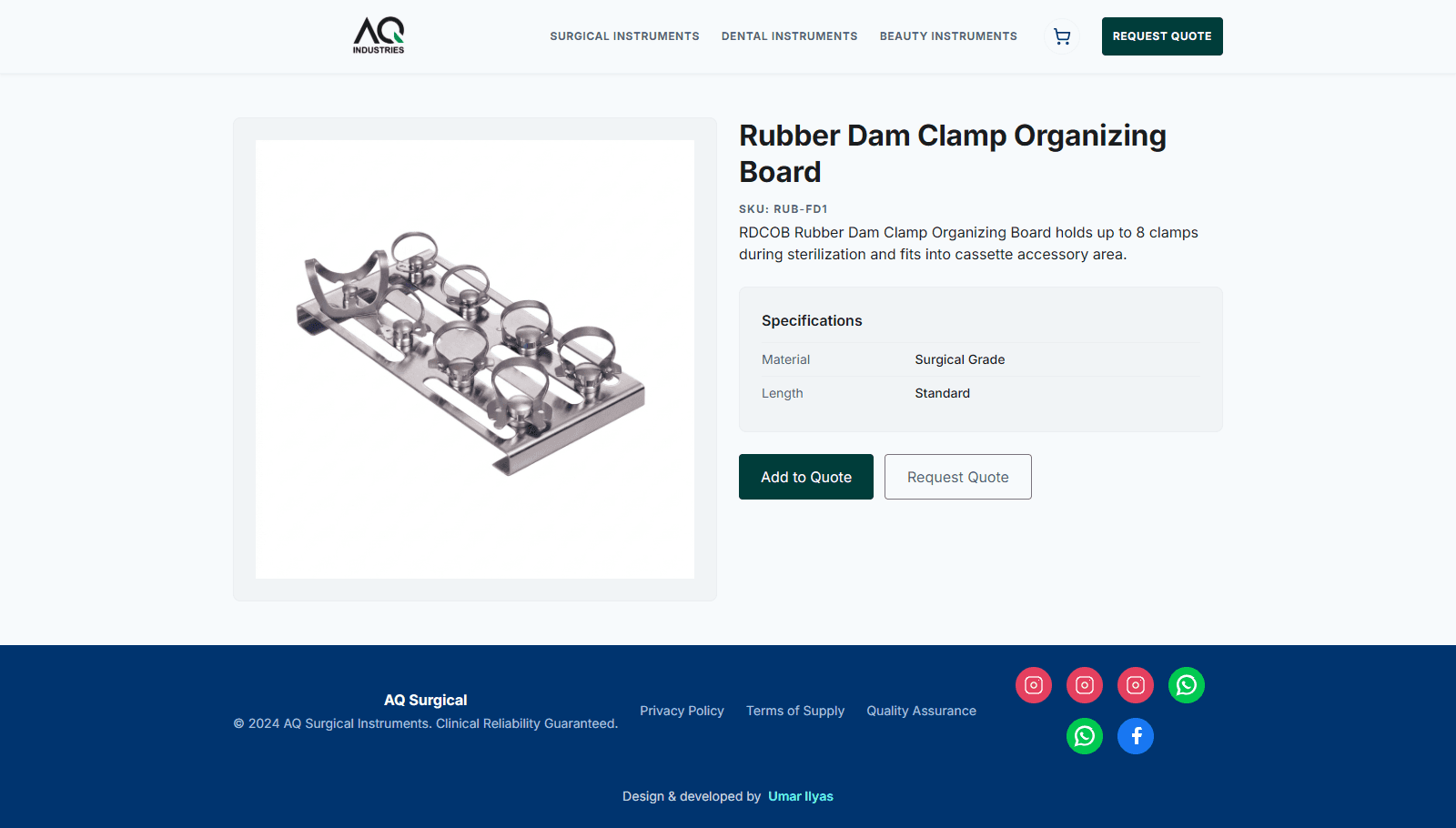 AQ Surgical - Product Detail Page screenshot