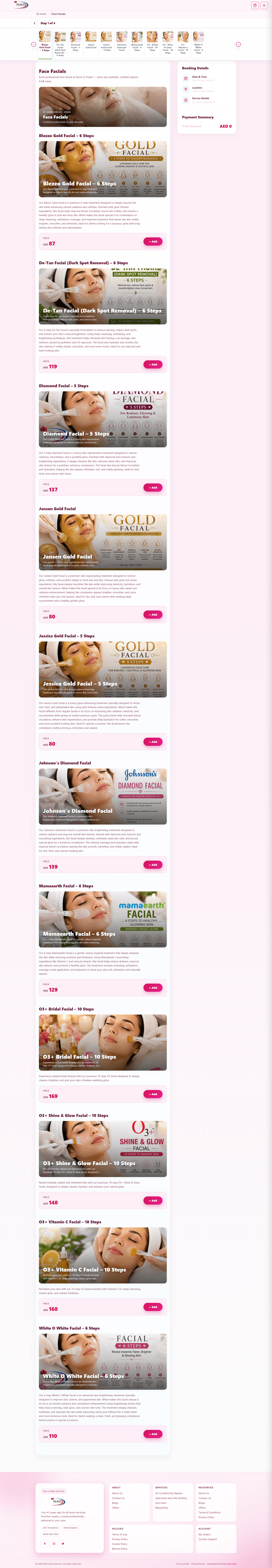 NAC Home Service - Product Details Page screenshot
