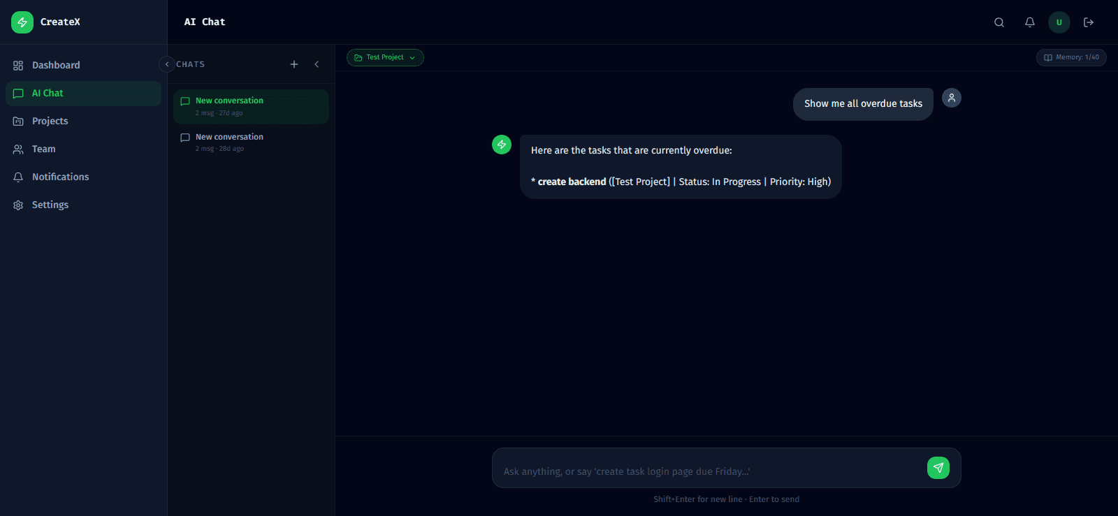 PM Chatbot - Chatbot screenshot