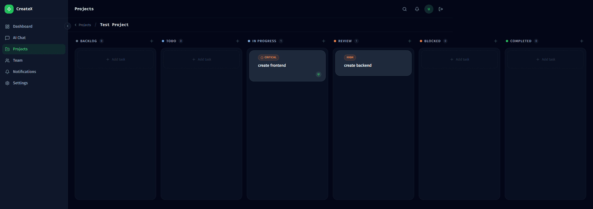 PM Chatbot - Management Tab screenshot